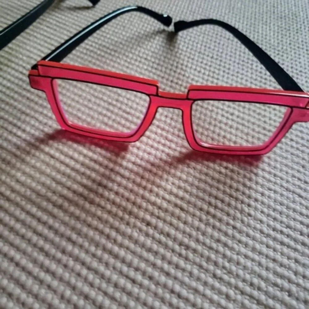 NEW Party Funky Rectangular Eyeglasses Frames Neon Pink Purple Anime SET OF 2